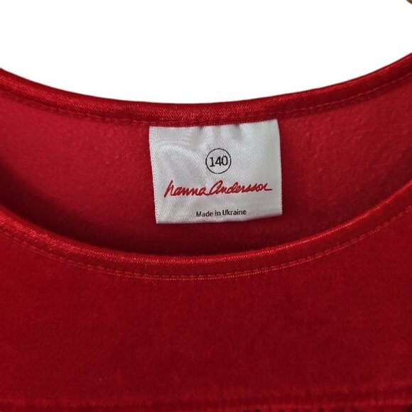 Hanna‎ Andersson Red Velour Twirl Dress Girls Sz 140 10 Years Tiered Skirt - Picture 3 of 9